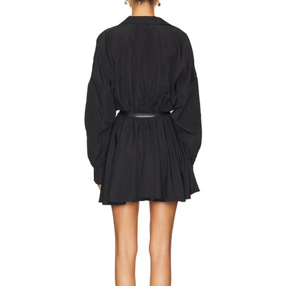 Norma Kamali Oversized Shirt Flared Mini Dress in Black Size Large - Picture 3 of 4